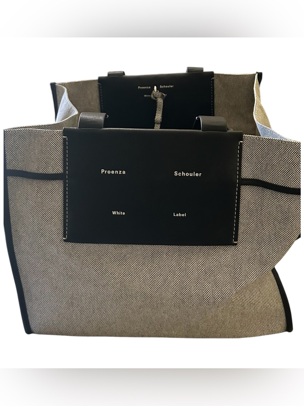 Proenza Schouler White Label Morris Canvas and Leather Tote Bag,beige & blk.
